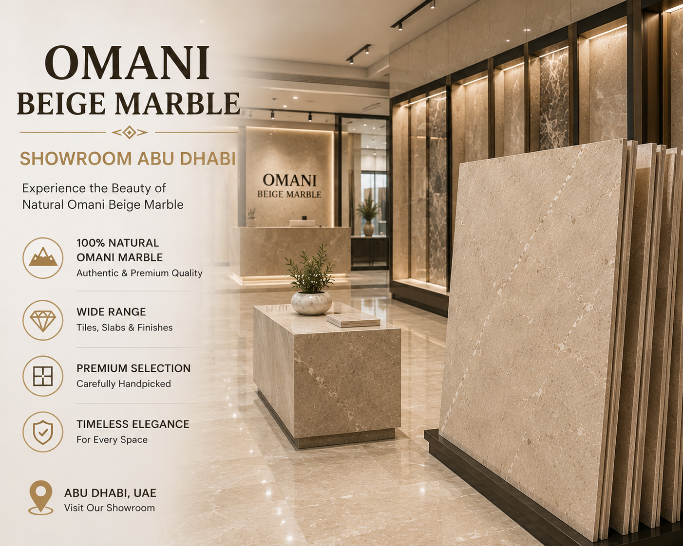 Omani Beige Marble Showroom Abu Dhabi