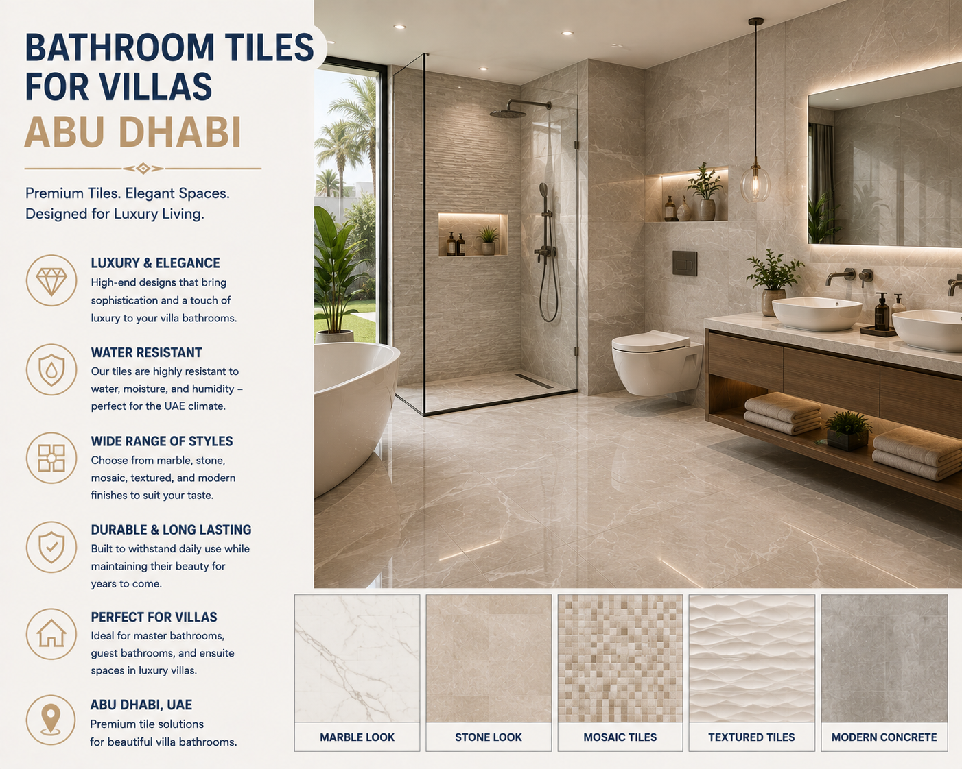 Bathroom Tiles for Villas Abu Dhabi