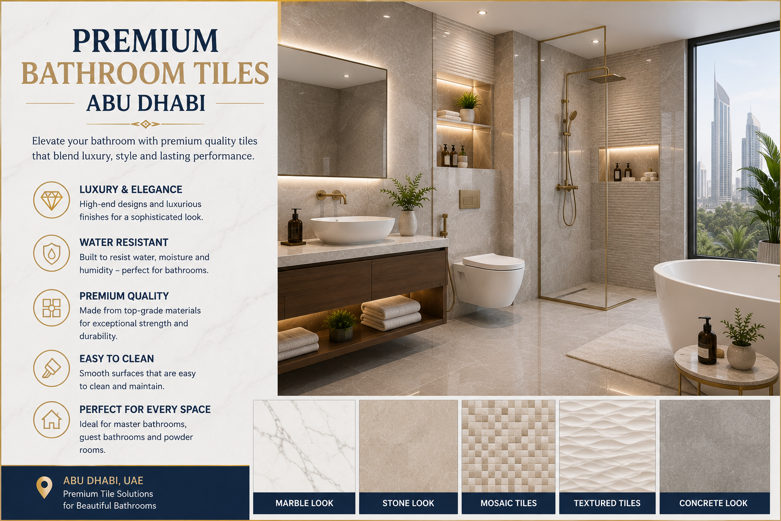 Premium Bathroom Tiles Abu Dhabi