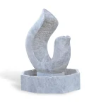Hand-Carved Natural Stone Flowing Spiral Fountain with Water Basin - Image 3