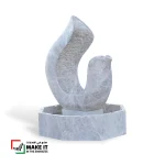 Hand-Carved Natural Stone Flowing Spiral Fountain with Water Basin - Image 2