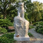 Hand-Carved Wild Cat Natural Stone Sculpture