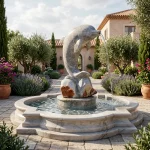 Natural Stone Dolphin Water Feature Sculpture
