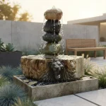 Hand-Carved Natural Stone Lion Fountain - Image 2