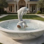 Natural Stone Dolphin Water Feature Sculpture - Image 2