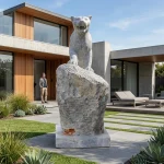 Hand-Carved Wild Cat Natural Stone Sculpture - Image 5